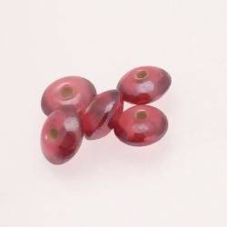 Perles en verre forme soucoupes Ø10-12mm couleur fushia brillant (x 5)