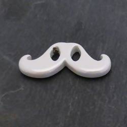 Perle en céramique moustache 20x46mm couleur blanc (x 1)