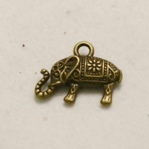 Perle en métal breloque éléphant profil gravé 16x10mm couleur bronze (x 1)