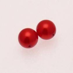 Perle en verre ronde nacrée Ø12mm couleur rouge (x 2)