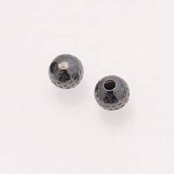 Perle métal boule ornée Ø8mm couleur noir / hématite (x 2)