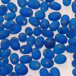 Perles en verre forme de petite goutte Ø5mm couleur bleu ocean givré (x 10)