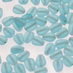 Perles en verre forme de goutte plate 10x7mm couleur Bleu Turquoise givré (x 1)