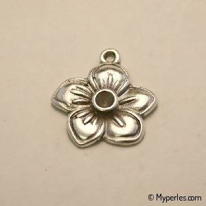 Perle breloque en métal forme fleur 21x21mm couleur argent (x 1)