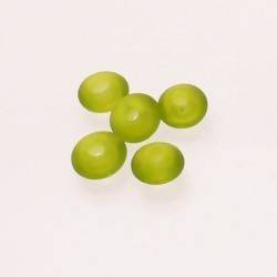 Perles en verre forme soucoupes Ø10-12mm couleur vert olive givré (x 5)