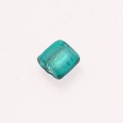 Perles en verre forme carré argent 15x15mm couleur bleu turquoise (x 1)