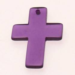 Perle résine forme croix 30x45mm couleur violet (x 1)