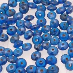 Perles en verre forme soucoupes Ø8mm couleur bleu ocean brillant (x 10)