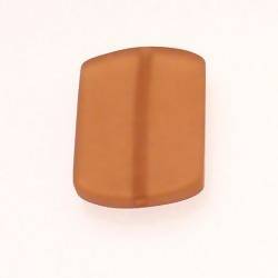 Perle en résine rectangle arrondi 25x30mm couleur marron caramel mat (x 1)