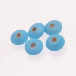Perles en verre forme soucoupes Ø10-12mm couleur bleu ciel opaque (x 5)