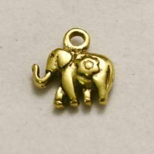 Perle en métal breloque éléphant profil gauche fleur 11x8mm coul. or (x 1)