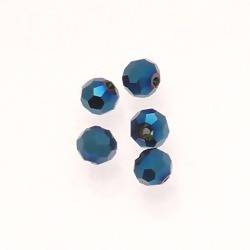 Perles en verre boule à facettes Ø5mm couleur bleu (x 5)