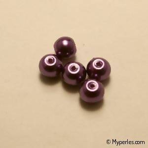 Perle en verre ronde Ø8mm couleur irisé violet opaque (x 5)