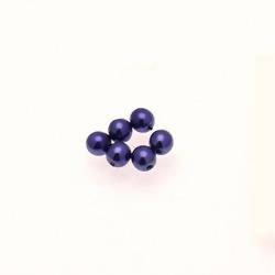 Perle en verre ronde nacrée Ø4mm couleur bleu marine (x 6)