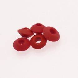 Perles en verre forme soucoupes Ø10-12mm couleur rouge givré (x 5)
