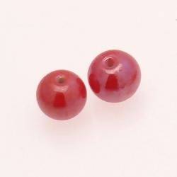 Perle en verre ronde Ø14mm couleur rouge brillant (x 2)