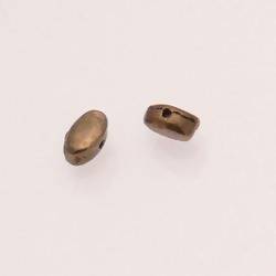 Perle en métal petite pastille ovale couleur vieil or (x 2)