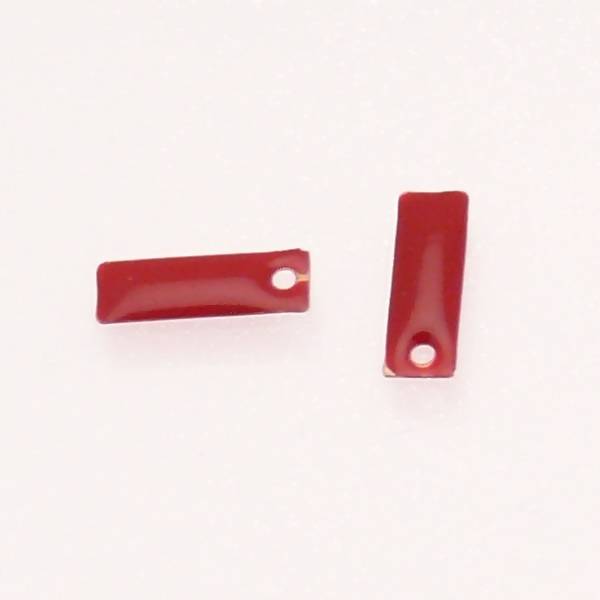 Pastille en métal rectangle 14x5mm couvert d'une résine couleur rouge (x 2)