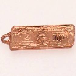 Perle pendentif en métal forme billet de 100 dollars 12x32mm couleur cuivre (x 1)