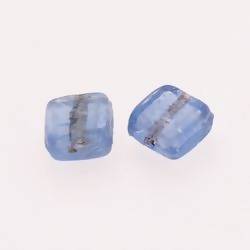 Perles en verre forme carré 15x15mm couleur bleu pâle transparent (x 2)