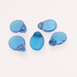 Perles en verre ronde plate Ø10mm couleur bleu océan brillant (x 5)