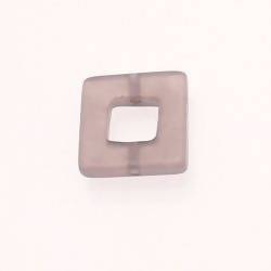 Perle en résine anneau carré 18x18mm couleur gris brillant (x 1)