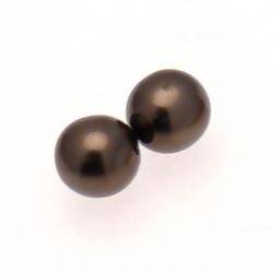 Perle en verre ronde nacrée Ø12mm couleur noir / hématite (x 2)