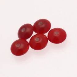 Perles en verre forme soucoupes Ø10-12mm couleur rouge opaque (x 5)