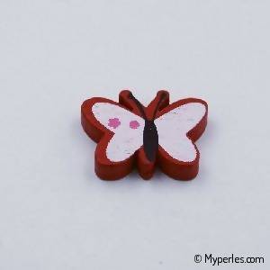 Perles en Bois forme papillon 23x17mm couleur rouge (x 1)