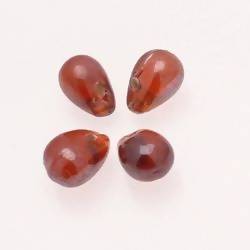 Perles en verre forme de grosses gouttes couleur orange foncé brillant (x 4)