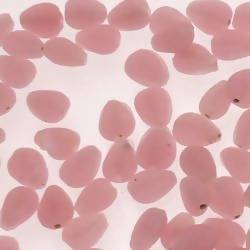 Perles en verre forme de goutte plate 10x7mm couleur Rose givré (x 1)