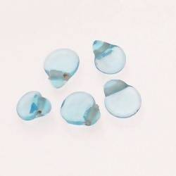 Perles en verre ronde plate Ø10mm couleur bleu turquoise transparent (x 5)