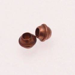Perle métal Petite boule cerclée Ø7mm couleur cuivre (x 2)