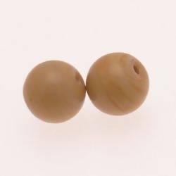 Perle en verre ronde Ø14mm couleur beige opaque (x 2)