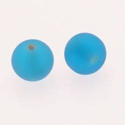 Perle en verre ronde Ø14mm couleur bleu Turquoise givré (x 2)