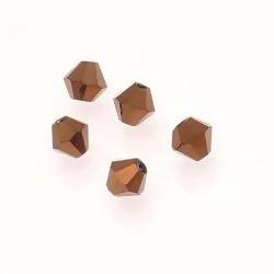Perles en verre soucoupe à facettes Ø6mm couleur bronze (x 5)