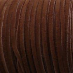 Cordon cuir retourné 3x1mm couleur marron beige (x 1m)
