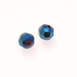 Perles en verre boule à facettes Ø8mm couleur bleu (x 2)
