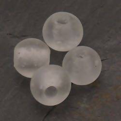Perles en verre ronde Ø14mm large trou couleur transparent givré(x 4)