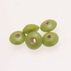 Perles en verre forme soucoupes Ø10-12mm couleur vert pomme brillant (x 5)