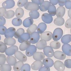 Perles en verre forme de petite goutte Ø5mm couleur bleu pâle givré (x 10)