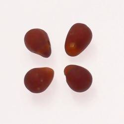 Perles en verre forme de grosses gouttes couleur ambre givré (x 4)