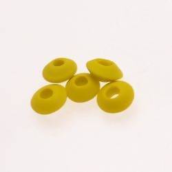 Perles en verre forme soucoupes Ø10-12mm couleur jaune givré (x 5)
