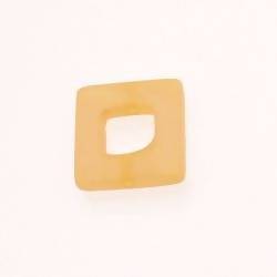 Perle en résine anneau carré 18x18mm couleur jaune mat (x 1)