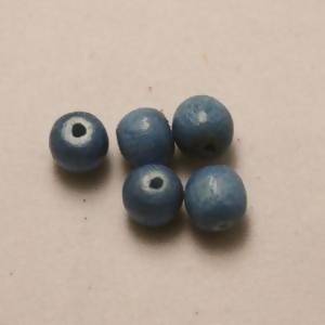 Perles en Bois rondes Ø6mm couleur bleu gris (x 5)