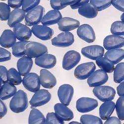 Perles en verre forme de goutte plate 10x7mm couleur Bleu Jean brillant (x 1)
