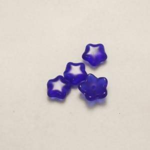 Perles en verre tchèque forme étoile Ø8mm bleu nuit transparent (x 4)