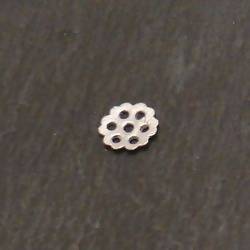 Perle en métal brossé forme fleur dentelle ajourée Ø09mm couleur Argent (x 1)