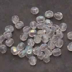 Perles en verre boule à facettes Ø4mm couleur transparent brillant (x 8)