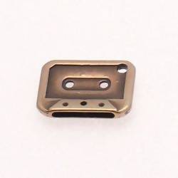 Perle breloque en métal forme Cassette Audio couleur vieil or (x 1)